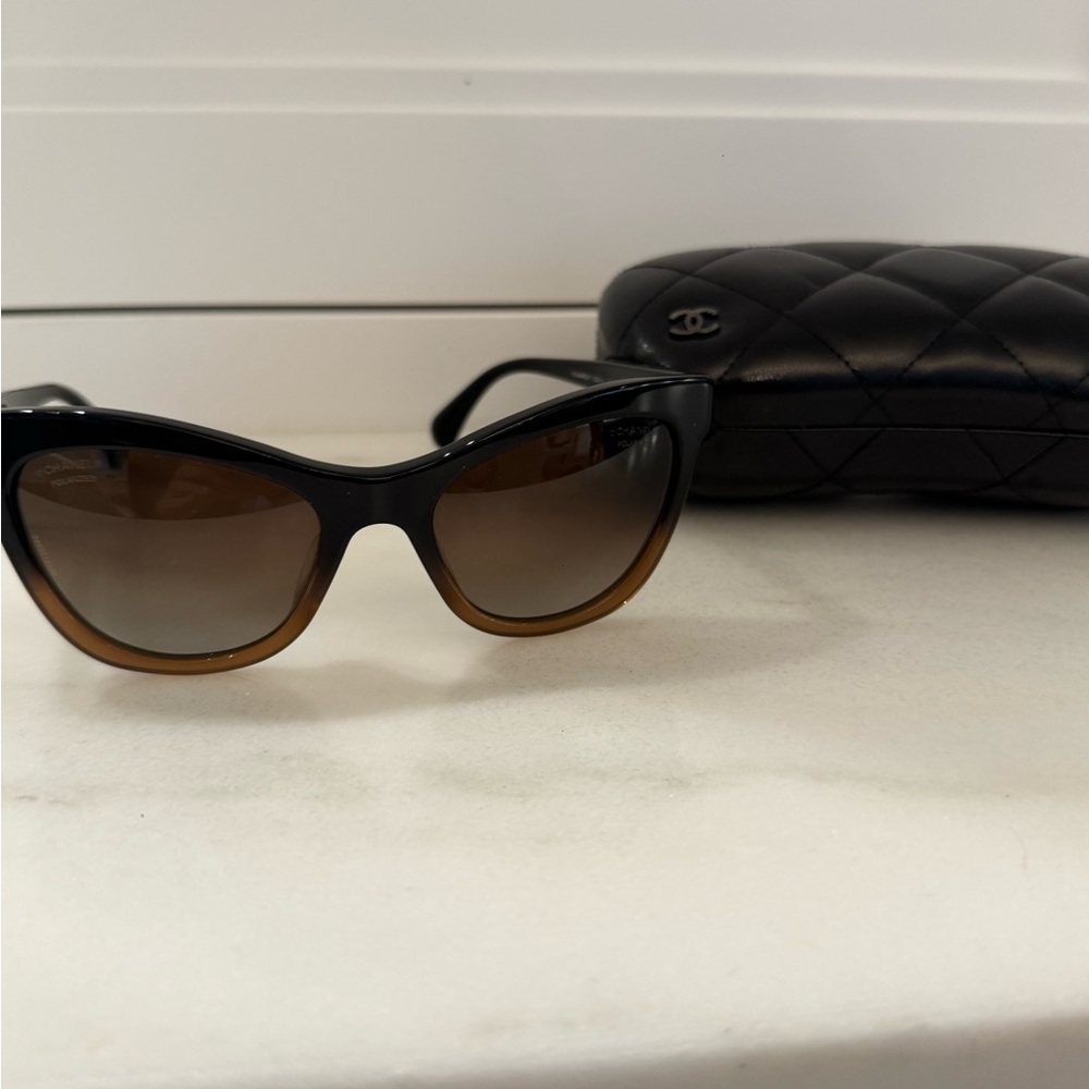 Chanel 5350 Black-Brown Cat Eye Sunglasses
